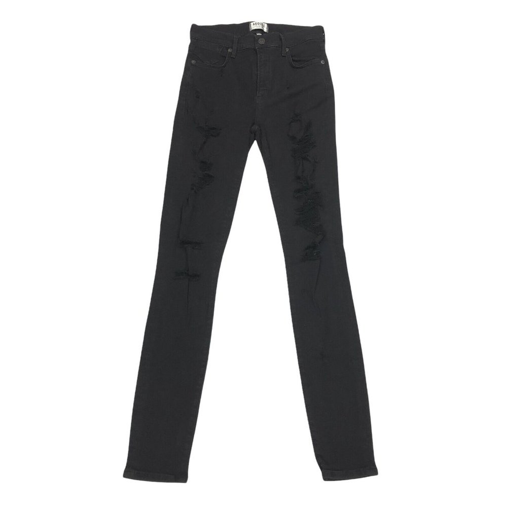 AGOLDE Sophie Skinny Black Distressed Stretch Jeans Women's Size 27 27X30